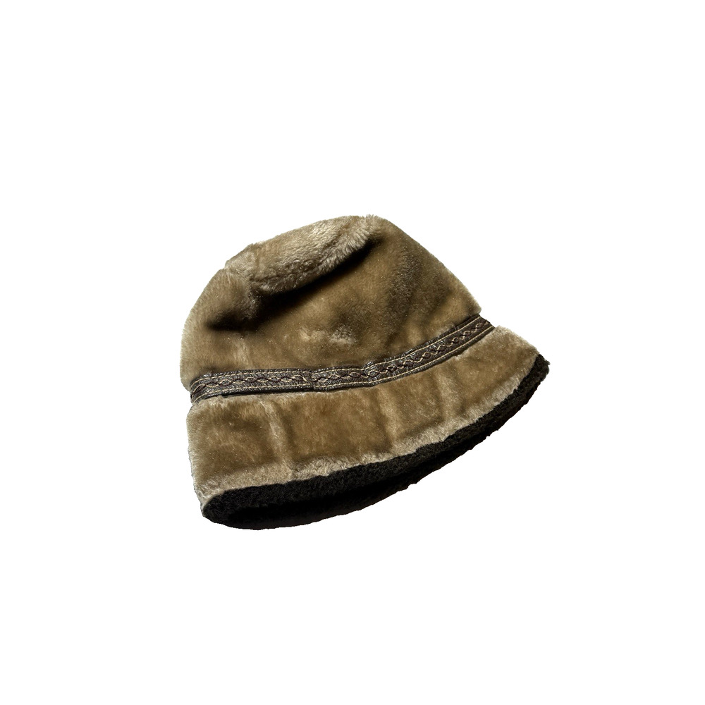 Vintage 1960s Faux Fur Hunting Cap Hat Union Tag Brown Tan Size XL Banded Retro